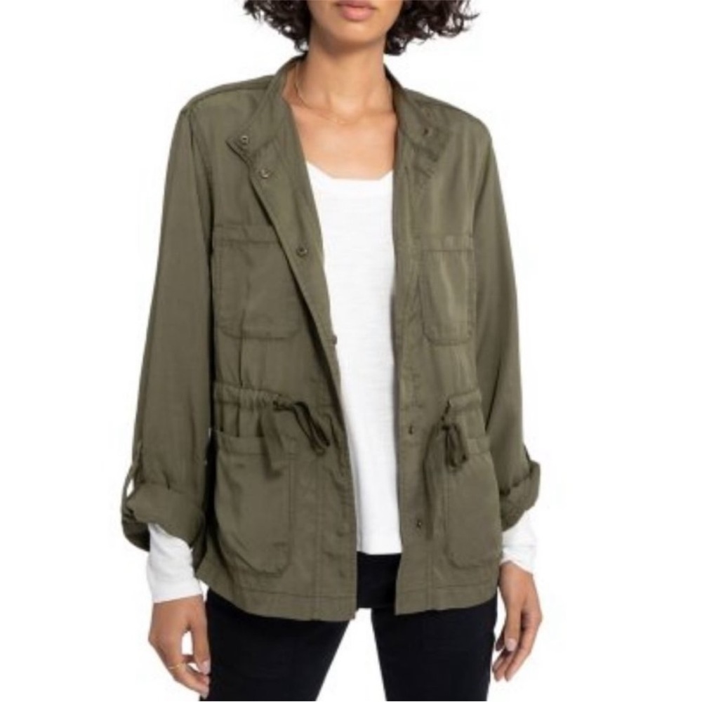 Sanctuary Utility Jacket Green Snap Roll Tab - Picture 1 of 9
